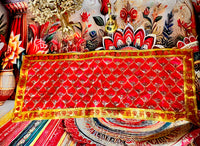 Red Mata Rani Chunri – Golden Gota Work with Lace Border (26"x10") With Free 100ML Gangajal
