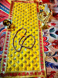 Yellow Mata Rani Chunri – Golden Gota Work with Lace Border (26"x10") With Free 100ML Gangajal