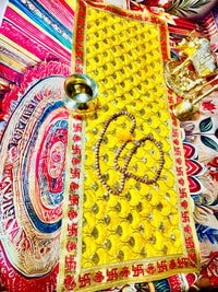 Yellow Mata Rani Chunri – Golden Gota Work with Lace Border (26"x10") With Free 100ML Gangajal