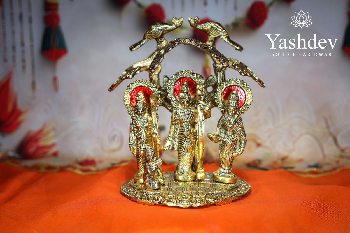Ram Darbar Idol with Decorative Arch – Antique Gold Finish