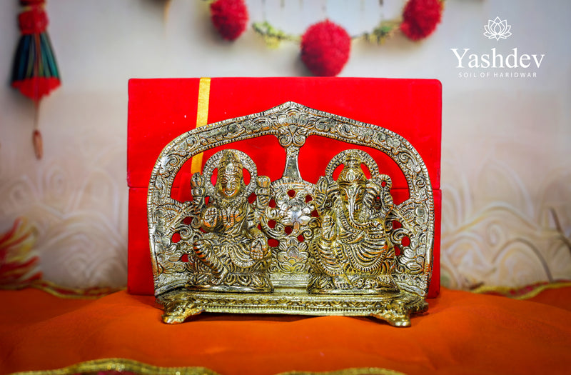 Lakshmi Ganesh Idol with Arch – Antique Gold Finish
