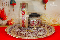 Royal Karwa Chauth Thali Set – 3 Pcs (Thali, Lota, Chalni) | Shringar Collection