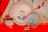 Traditional Karwa Chauth Thali Set – 3 Pcs (Thali, Lota, Chalni) | Deepanjali Collection