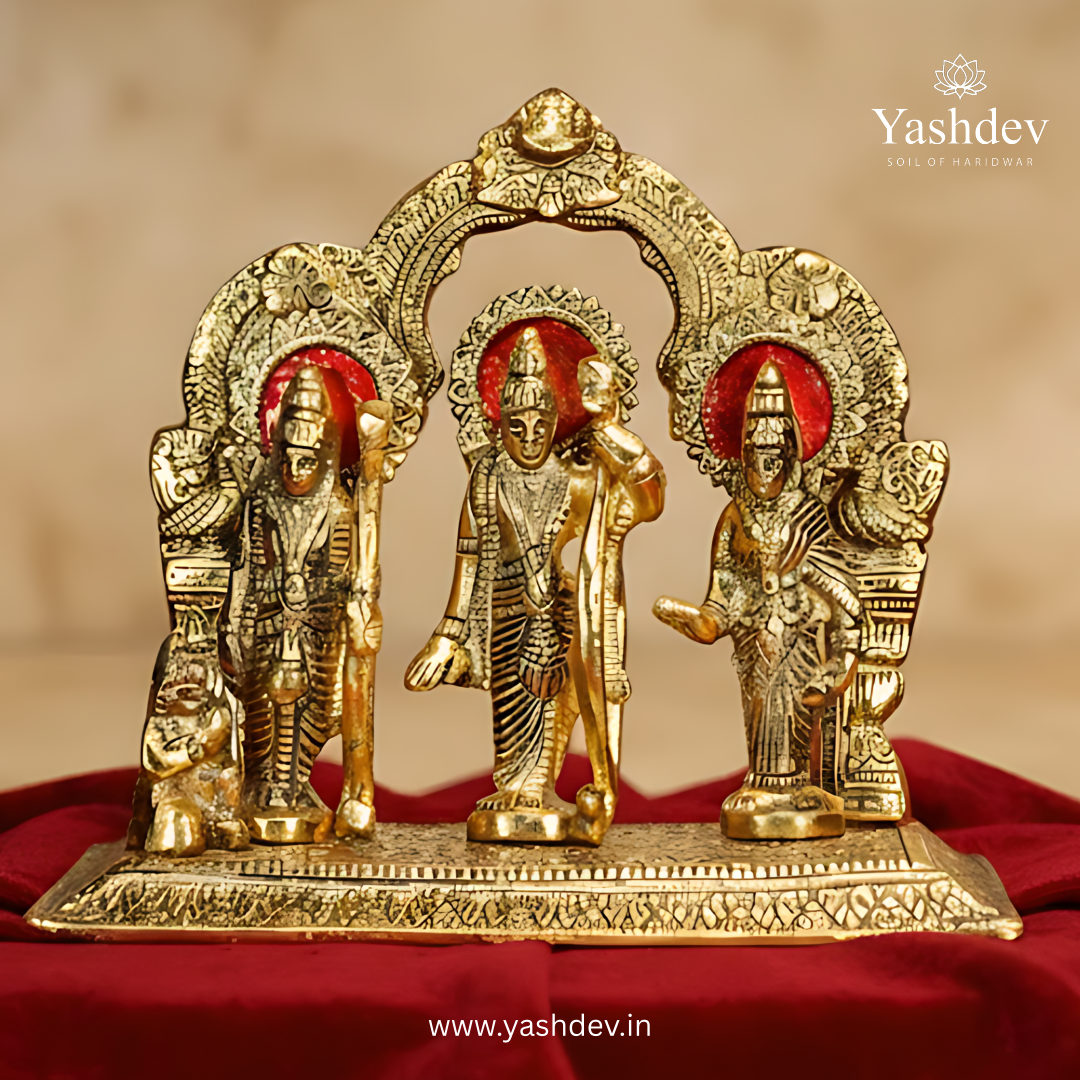 Ram Darbar Idol – Antique Gold Finish (Lord Ram, Sita, Lakshman & Hanuman)