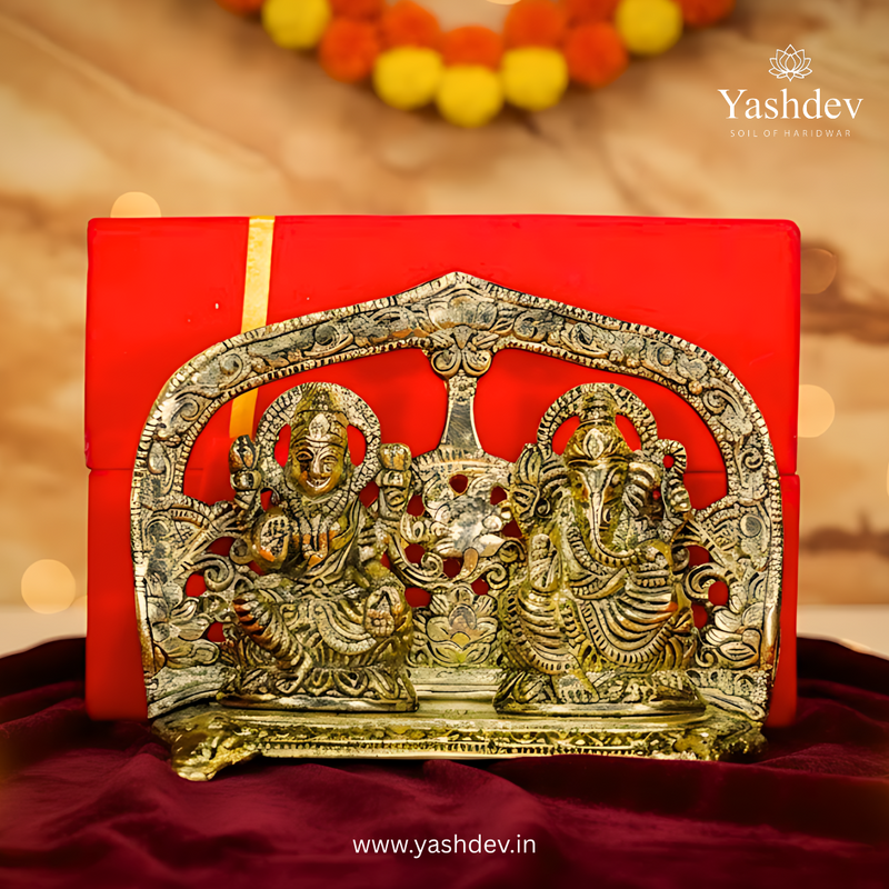 Lakshmi Ganesh Idol with Arch – Antique Gold Finish