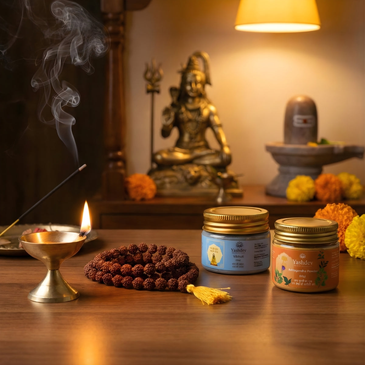 Shivshakti Rudraksha Mala + Free Vibhuti + Ashtagandha