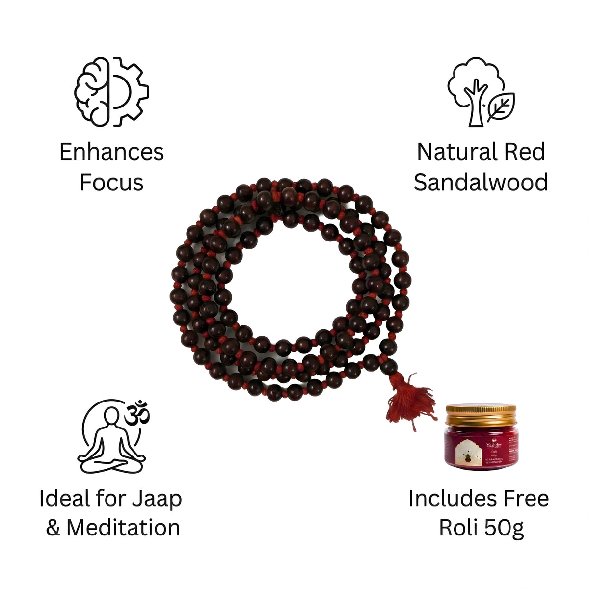 Lal Chandan Shakti Mala + Free Roli