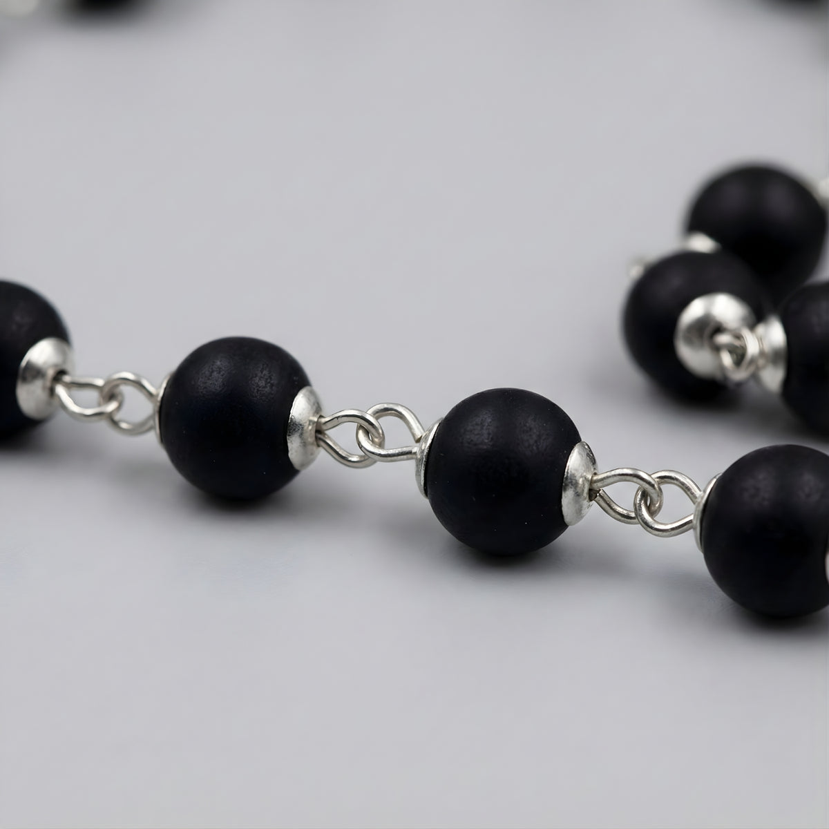 Silver Capped Karungali Mala