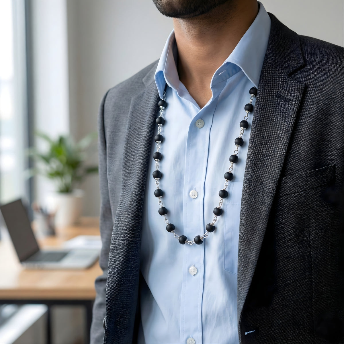 Silver Capped Karungali Mala