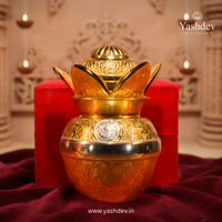 Kalash with Detachable Lotus Top – Antique Gold-Silver Finish